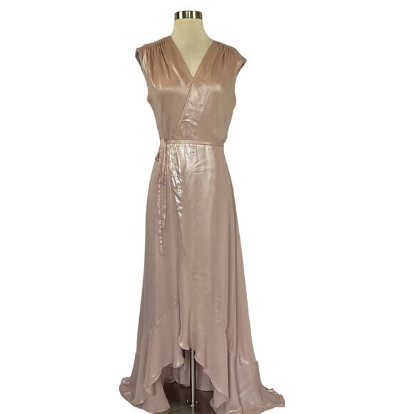 AQUA Women's Formal Dress Size 6 Pink Metallic Sleeveless High Low Gown - Picture 1 of 11